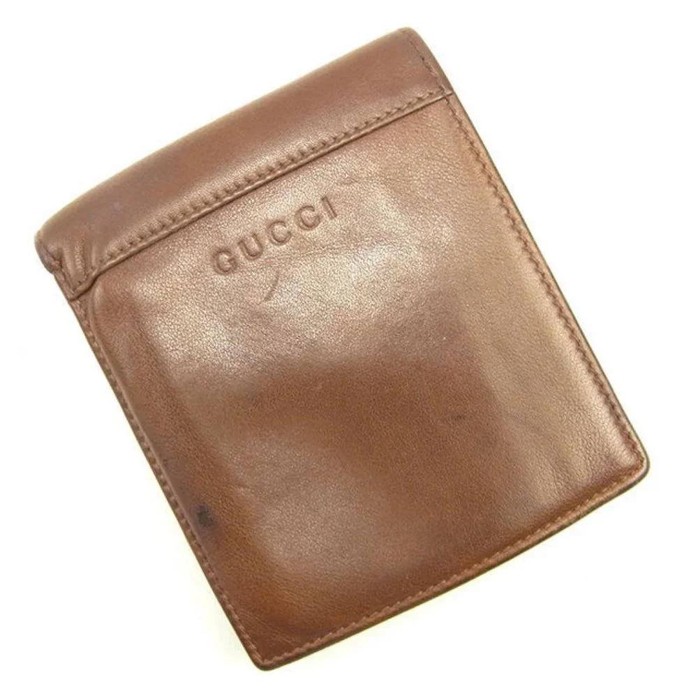 Gucci Wallet Purse Bifold Logo Brown Mens Authentic Used - Picture 2 of 6